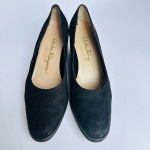 Salvatore Ferragamo Black Suede Flats